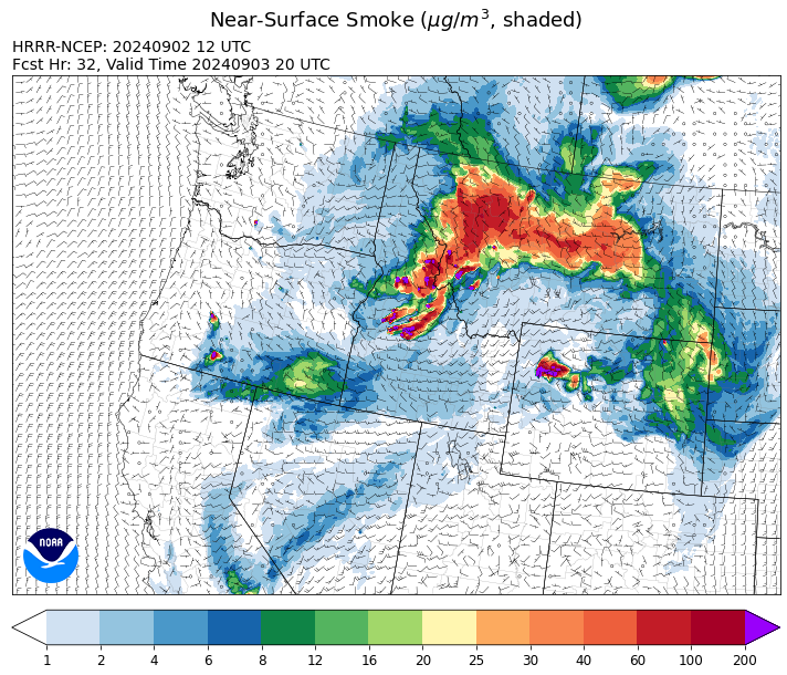 By late Tuesday, the HRRR smoke model shows a trough shifting some of the heavier smoke further east in Montana.